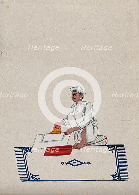 A servant ironing clothes, (between 1800 and 1899?). Creator: Unknown.