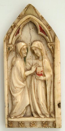 Plaque with the Visitation, French, 14th century. Creator: Unknown.