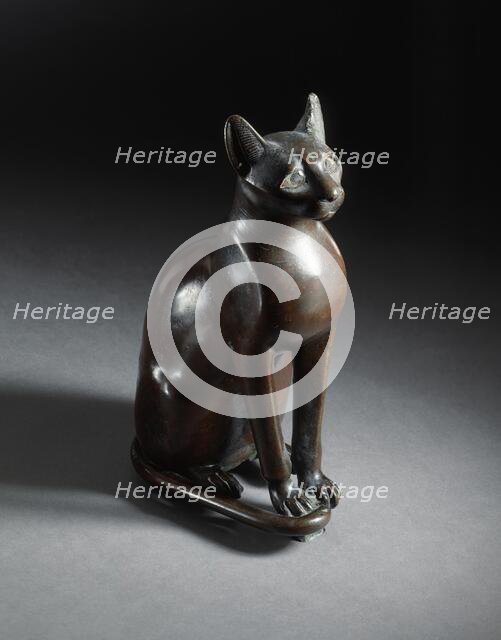 Figurine of the Goddess Bastet as a Cat, 712-332 B.C.. Creator: Unknown.
