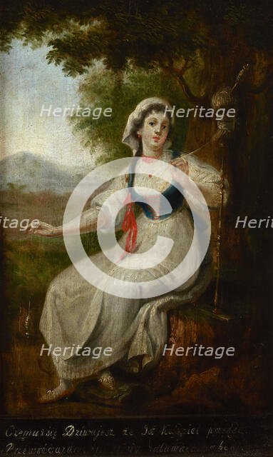 Spinner at Her Work / Frivolous Spinner-two-sided painting, c1800. Creator: Michal Stachowicz.