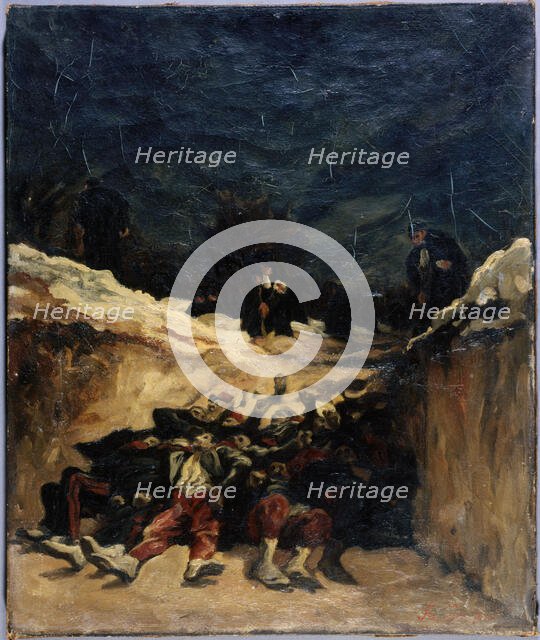 Zouaves death in a trench. War scene of 1870, c1870. Creator: Auguste-Andre Lancon.
