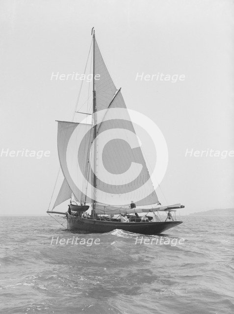 The cutter 'Monara' under sail, 1914. Creator: Kirk & Sons of Cowes.