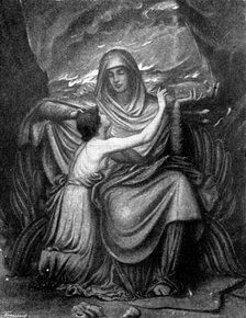 Pictures from the New Gallery: Persephone and Psyche in the Shades - W. B. Richmond, A.R.A., 1895. Creator: George Meisenbach.