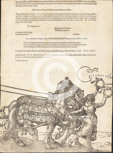 The Triumphal Chariot of Maximilian I (The Great Triumphal Car) [plate 8 of 8], 1523 (Latin ed.). Creator: Albrecht Durer.