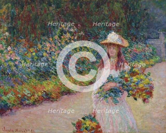 Young girl in the garden at Giverny, 1888. Creator: Monet, Claude (1840-1926).