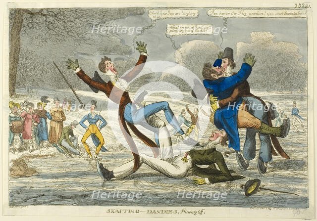 Skaiting Dandies, shewing off, c. 1818. Creator: Charles Williams.