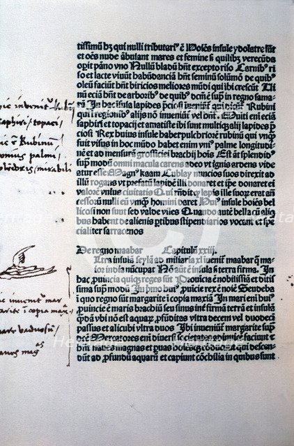 Page of the 'Book of Marco Polo or Book of the Wonders of the World', belonged to Christopher Col…