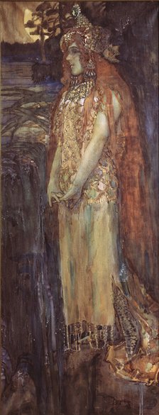 Singer Nadezhda Zabela-Vrubel as Princess Volkhova in the opera Sadko by N. Rimsky-Korsakov, 1898. Artist: Vrubel, Mikhail Alexandrovich (1856-1910)