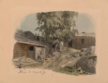 Blacksmith's house and yard, 1859. Creator: Werner Holmberg.