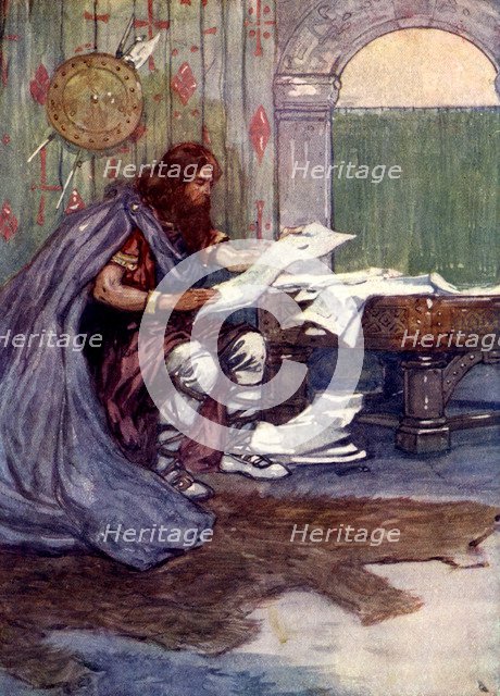 'Alfred found much pleasure in reading', 9th century, (1905).Artist: A S Forrest