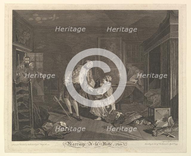 Marriage A-la-Mode, Plate V, April 1745. Creator: Simon François Ravenet.