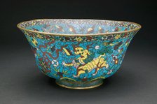 Bowl with Mandarin Ducks, Cranes, Auspicious Creatures..., Ming dynasty, 1st half of 16th cent. Creator: Unknown.