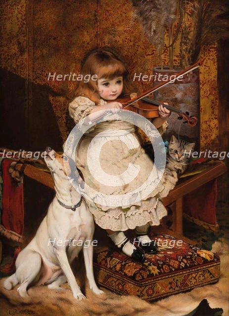 The little violinist , 1887. Creator: Barber, Charles Burton (1845-1894).