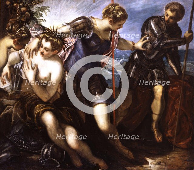 Pallas Athena Drives Away Mars, 1576. Creator: Tintoretto, Jacopo (1518-1594).