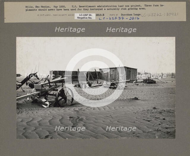 These farm implements should never have been used for they destroyed..., Mills, New Mexico, 1935. Creator: Dorothea Lange.