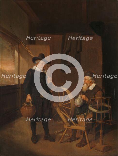 Interior with Fisherman and Man beside a Bobbin and Spool, 1663. Creator: Gerritsz Quiringh van Brekelenkam.