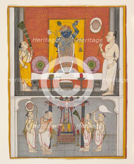 Priests before Shri Nathji, ca. 1820. Creator: Unknown.