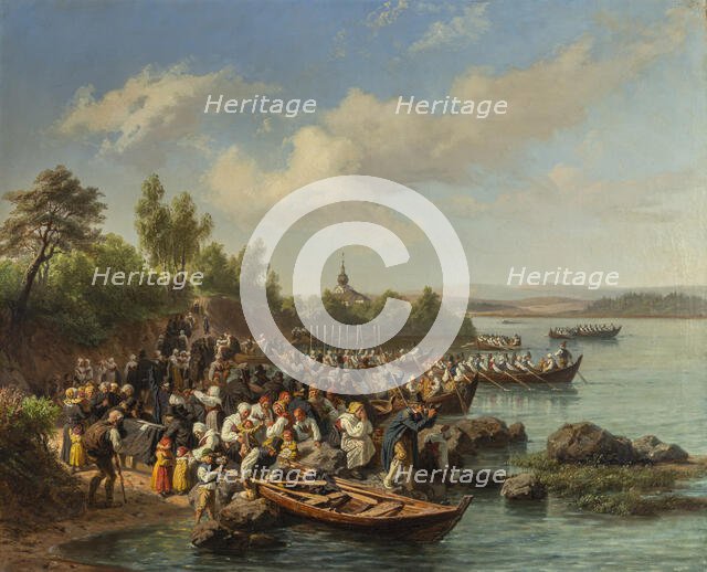 Church Boats at Leksand, 1860. Creator: Wallander, Josef Wilhelm (1821-1888).