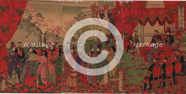 A Banquet in celebration of the New Imperial Palace , 1888. Creator: Chikanobu, Toyohara (Yoshu) (1838-1912).