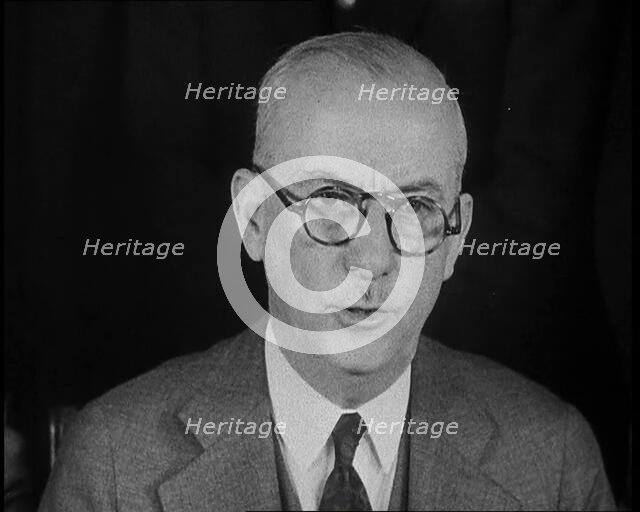New York City Police Commissioner John Francis O'Ryan Making an Official Announcement, 1930s. Creator: British Pathe Ltd.