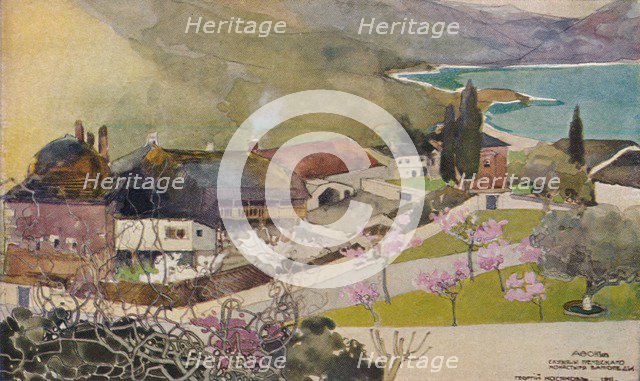 'Offices of the Greek Monastery, Vatopedi', c19th century. Artist: Georges Kossiakoff.