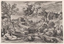 Ruggiero Rescuing Angelica, 1565. Creator: Cornelis Cort.