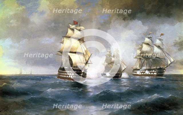 Brig "Mercury" Attacked by Two Turkish Ships on May 14th, 1829', 1892.  Creator: Aivazovsky, Ivan Konstantinovich (1817-1900).