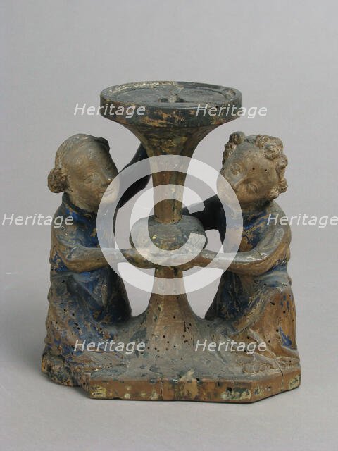 Candlestick Held by Two Angels, French, 14th century. Creator: Unknown.