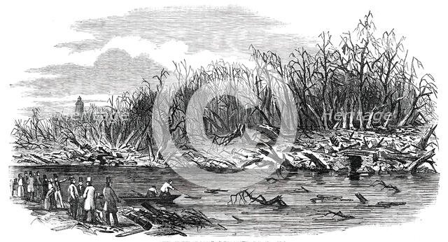 Scene of the Explosion of the Hounslow Powder-Mill, 1850. Creator: Unknown.