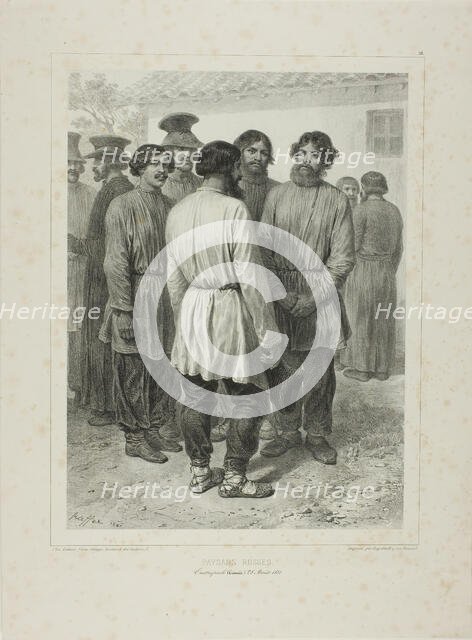 Russian Peasants, 1841. Creator: Auguste Raffet.