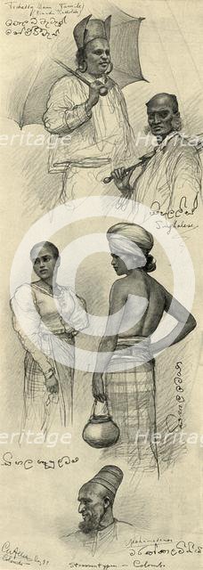 Studies of people, Colombo, Ceylon, 1898.  Creator: Christian Wilhelm Allers.