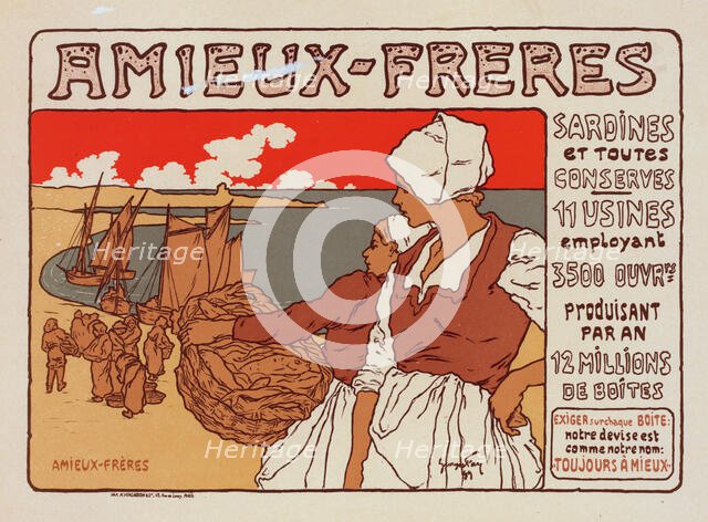 Affiche pour les "Sardines Amieux", c1899. Creator: Georges Fay.