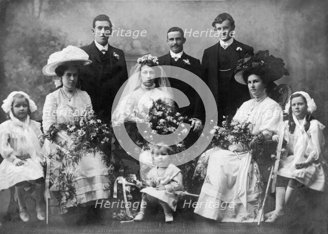 Studio portrait of a unknown wedding party, 1921. Creator: Unknown.