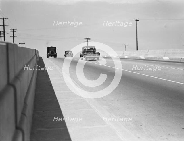 Overpass on U.S. 99, between Tulare and Fresno, California, 1939. Creator: Dorothea Lange.