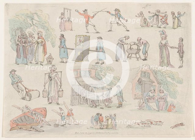 Plate 8, Outlines of Figures, Landscapes and Cattle...for the Use of Learners, Ju..., June 20, 1790. Creator: Thomas Rowlandson.