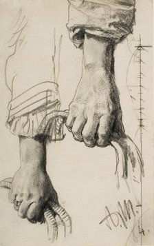 Two Studies of a Right Hand, 1884. Creator: Adolph Menzel.