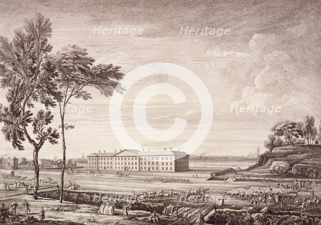 View of the London Hospital in Whitechapel Road, 1753. Artist: Jean Baptiste Claude Chatelain