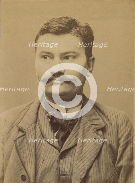 Bossard. Célestin. 33 ans, né le 5/3/61 à Gonbretière (Vendée). Cordonnier. Anarchiste. 2/..., 1894. Creator: Alphonse Bertillon.