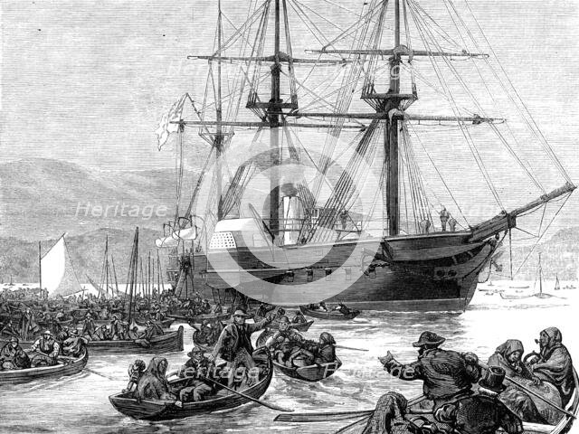 Irish Relief Squadron, under the Duke of Edinburgh - distributing stores...at Kilkerran, 1880. Creator: Unknown.