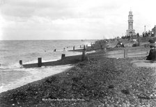 The beach and Clock Tower, Herne Bay, Kent, 1890-1910. Artist: Unknown