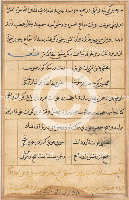 Page from Tales of a Parrot (Tuti-nama): text page, c. 1560. Creator: Unknown.