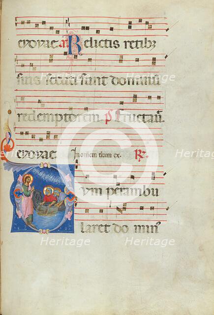Initial D: The Calling of Saints Peter and Andrew; Antiphonal, late 13th century. Creator: Unknown.