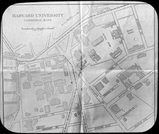 Harvard University campus map, Cambridge, Massachusetts, USA, late 19th or early 20th century. Artist: Unknown