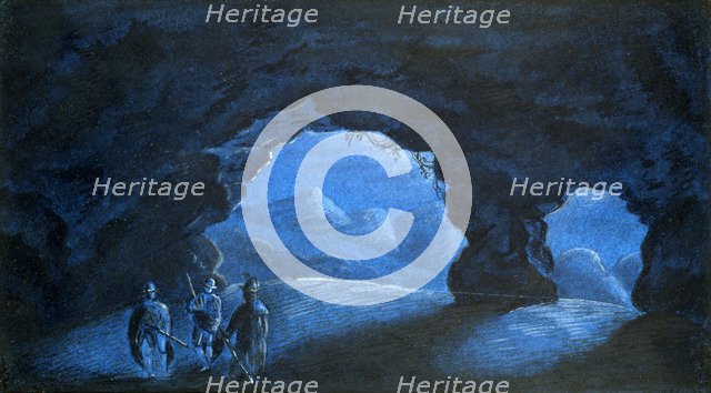 'Three People in a Cave in the Mountains', 1825. Artist: George Sand