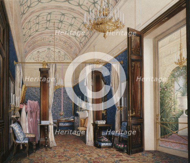 Interiors of the Winter Palace. The Dressing Room of Empress Alexandra Fyodorovna, 1871. Artist: Hau, Eduard (1807-1887)