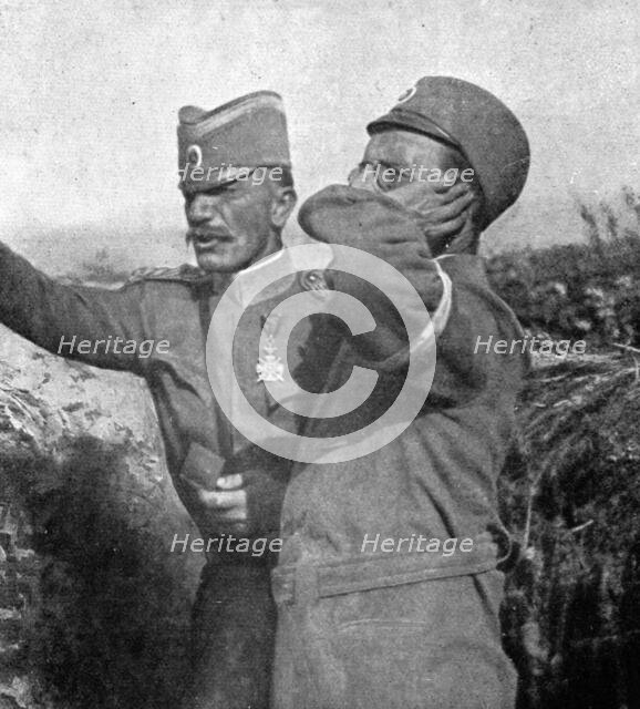 'Les vainqueurs Serbes de la Tcherna et de Monastir; le voivode Givoin Michitch, le..., 1916. Creator: Vladimir Betzitch.