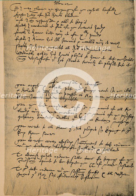 Memorial by the Earl of Morton on resigning the Regency, March 1578, 1889. Artist: James Stillie