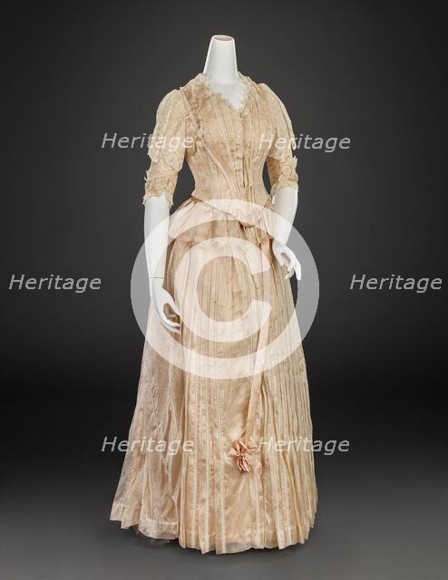 Ball Gown (Bodice, Skirt, Shawl), 1889. Creator: Louis Valentin.