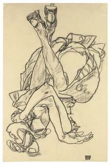 Girl lying on her back with crossed arms and legs, 1918. Artist: Schiele, Egon (1890–1918)