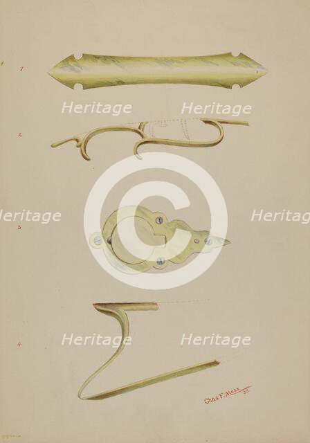 Patch Pocket and Decorations on Ky. Rifle, 1938. Creator: Charles Moss.